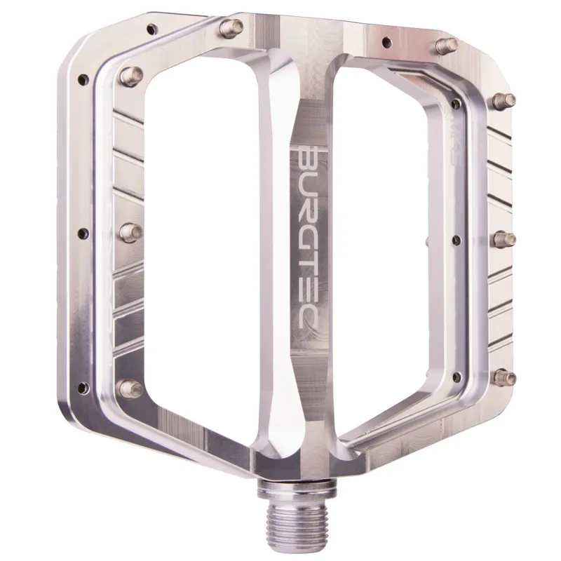Burgtec Penthouse Flat Pedals MK5 Rhodium Silver Steel Axles