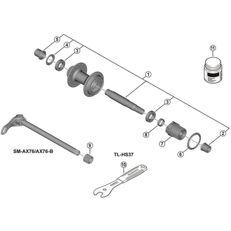 Shimano FHMT410 Complete Hub Axle Black one size